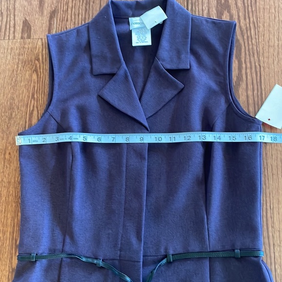 Fashion Bug NEW belted notch collar hiddenbutton up VEST eggplant color career 8 - Picture 7 of 14
